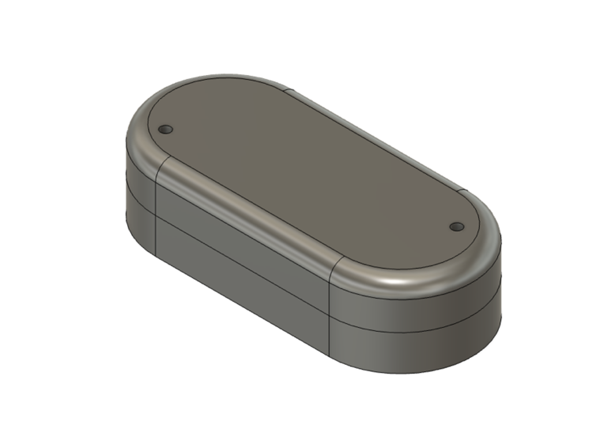 CAD model of the oval ECG chest strap enclosure