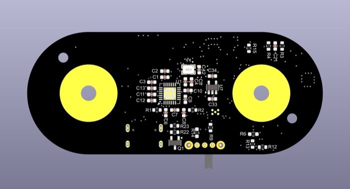 Render of the ECG chest strap board, bottom side