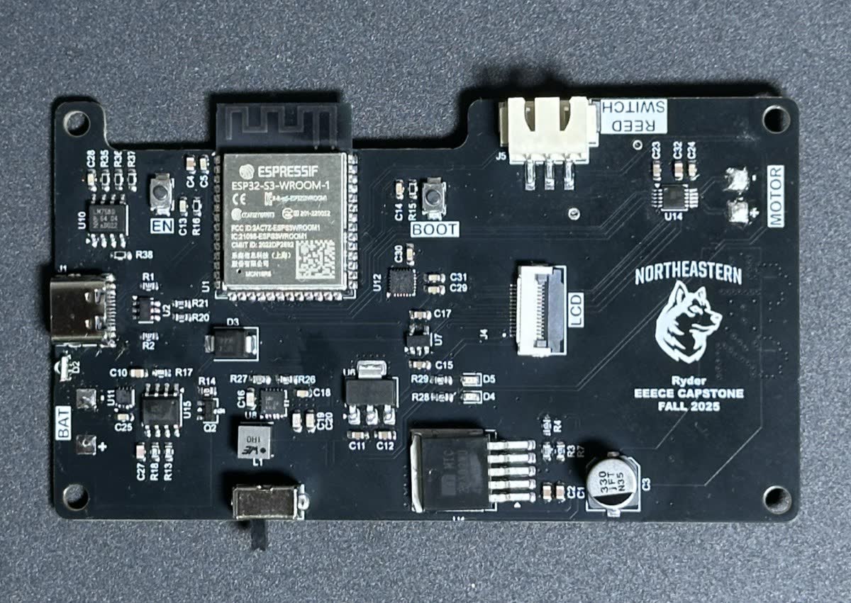 Assembled Rev2 main board, top side, with the ESP32-S3 module