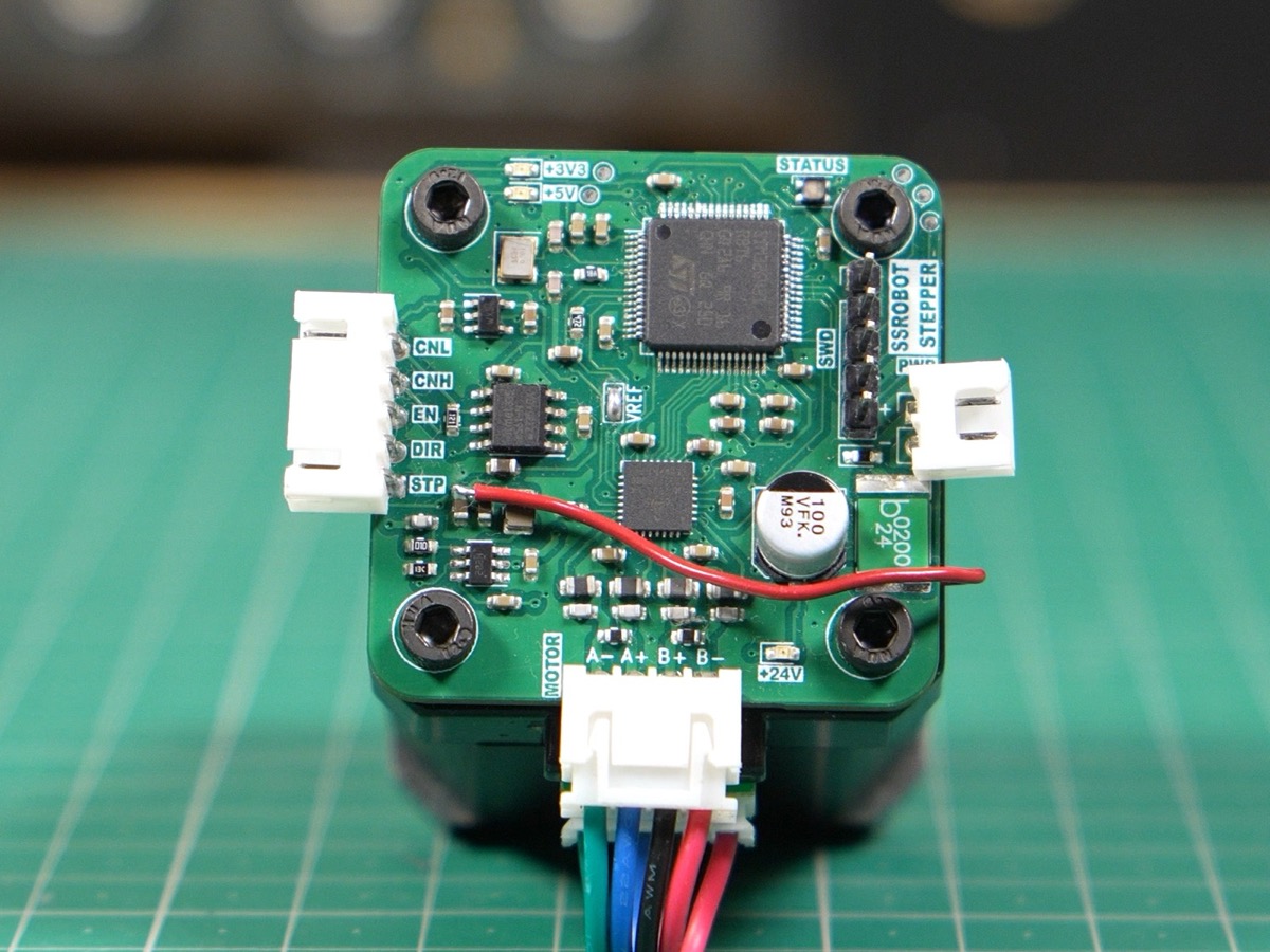 NEMA 17 driver V1 on a motor, with a bodge wire