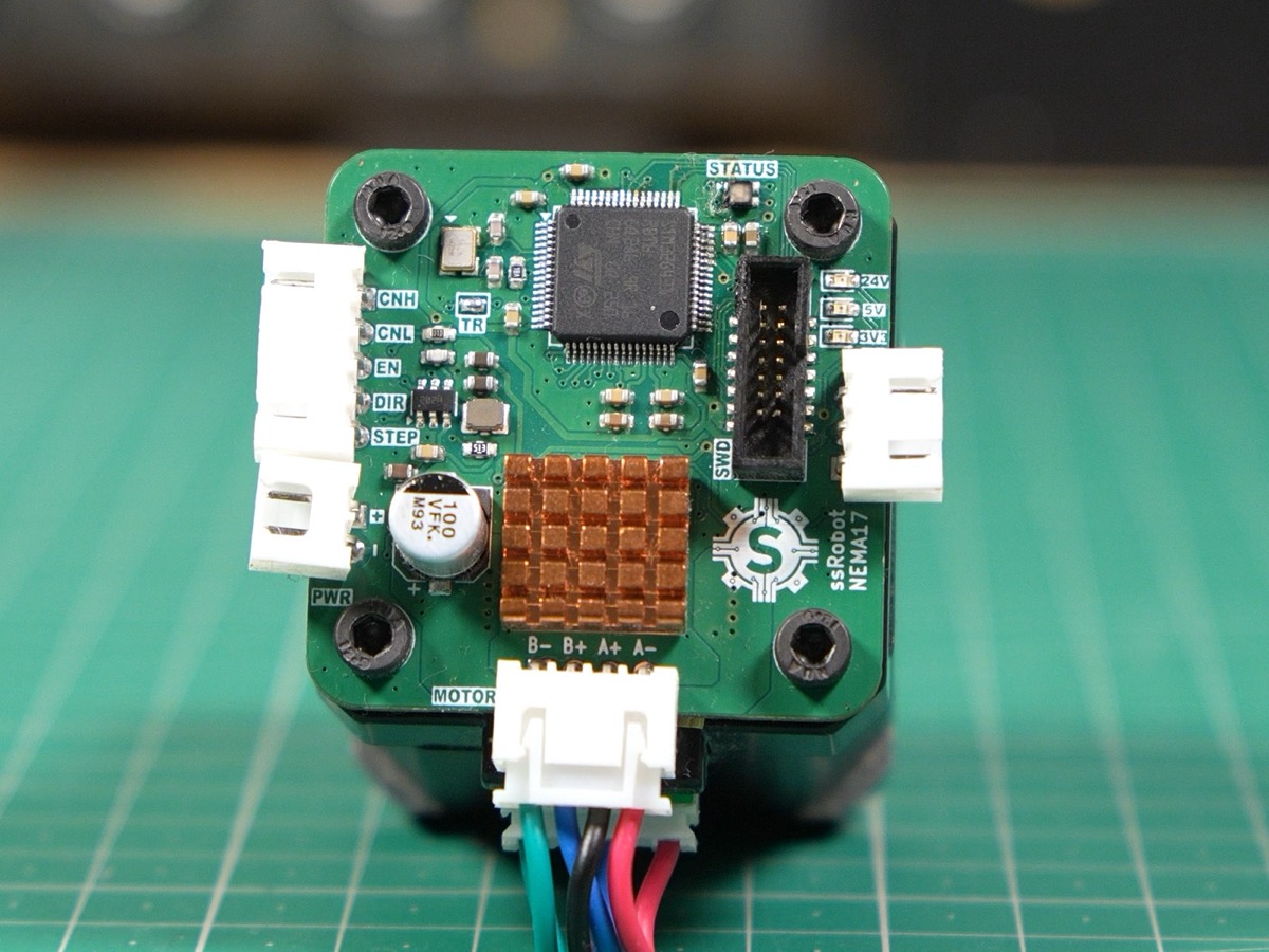 NEMA 17 driver V2 on a motor, with a copper heatsink