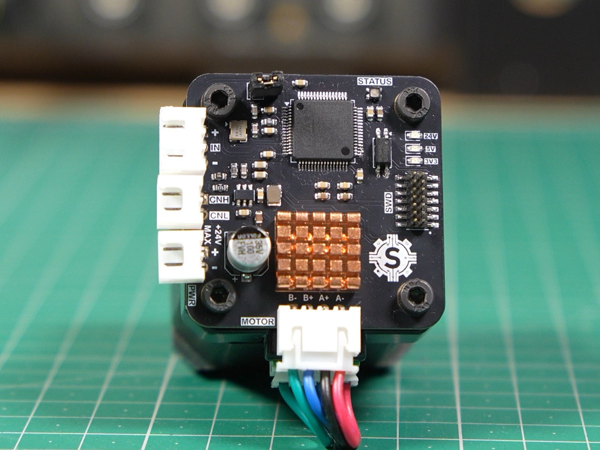 NEMA 17 driver mounted on the back of a NEMA 17 motor